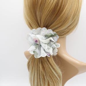 VeryShine lace floral chiffon scrunchies petal edge hair ties for women
