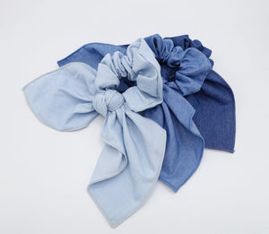 VeryShine large denim bow knot scrunchies
