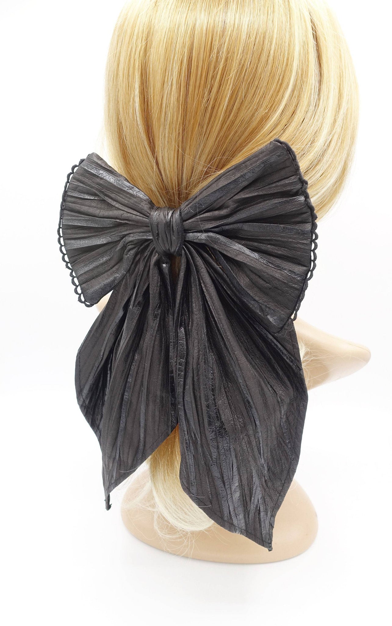 VeryShine leather pleats hair bow fashionista hair accessory for women