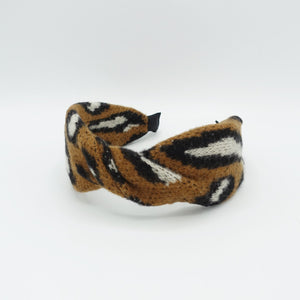 VeryShine leopard knit twist headband Fall Winter hairband women hair accessory