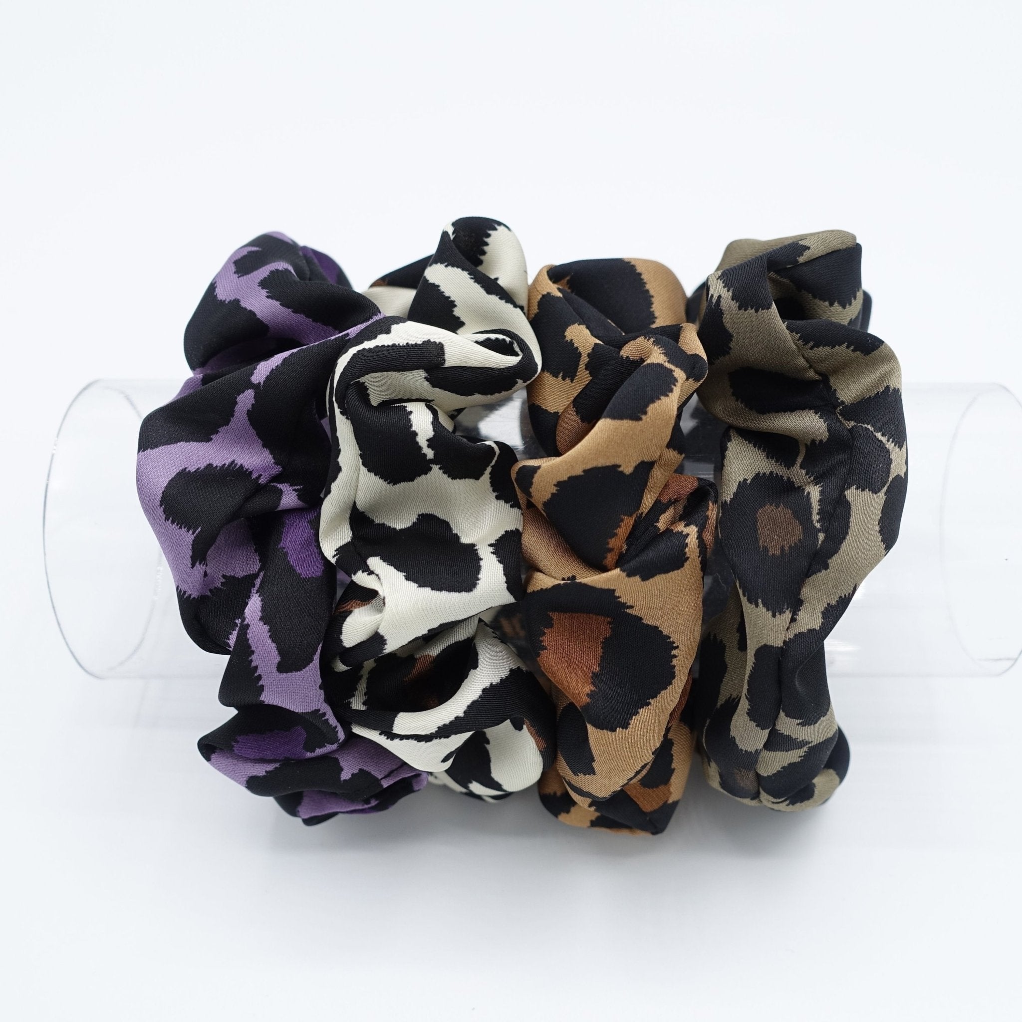 VeryShine leopard print scrunchies set satin hair elastic woman hair accessories