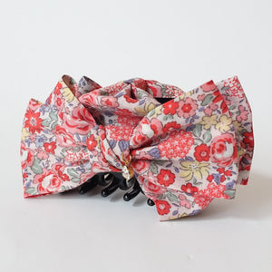 VeryShine Light Red Floral Garden Flower Print Bow Hair Jaw Claw Clip Women Hair Accessories Handmade Bow Clamp