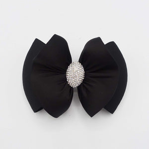 VeryShine luxury rhinestone embellished black satin hair bow french barrette women hair accessories