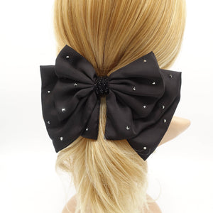 VeryShine Luxury style hair bow black rhinestone embellished hair accessory for women
