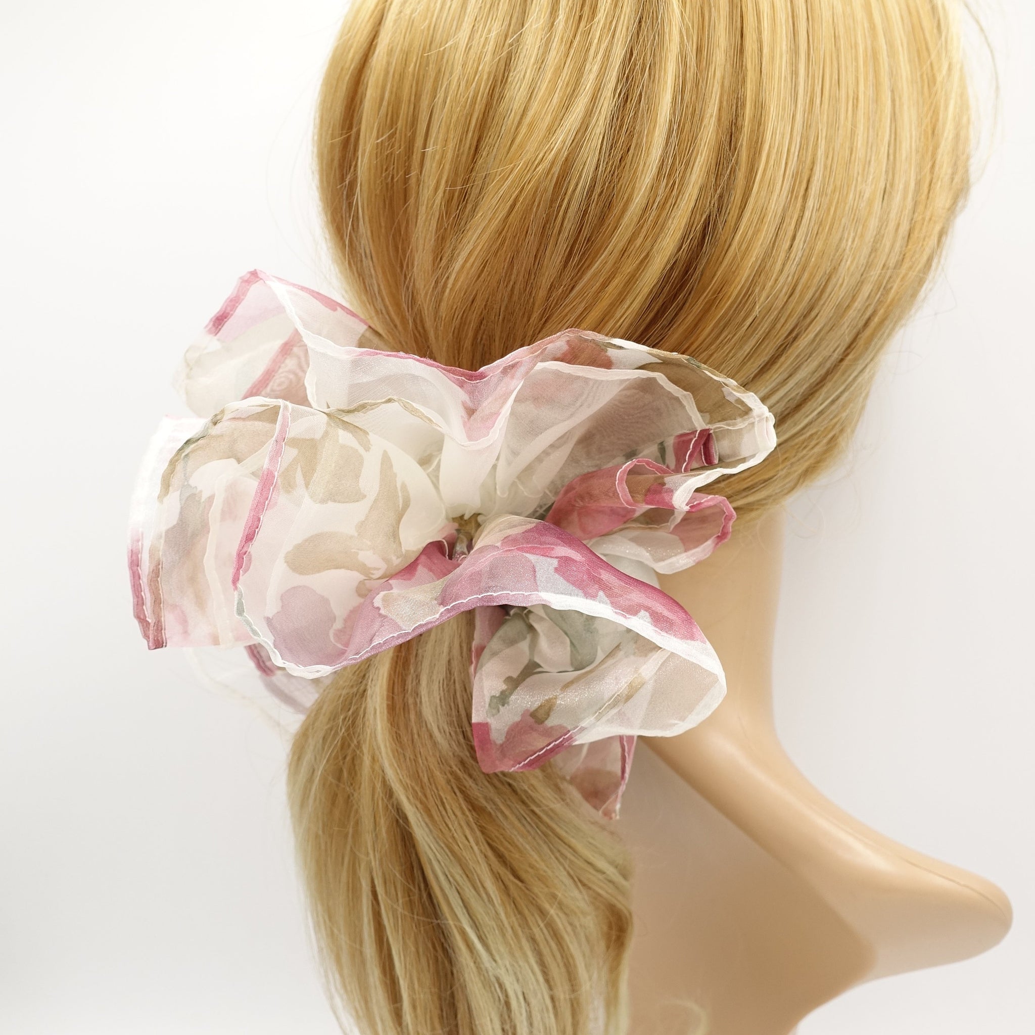 VeryShine mammoth floral oversized scrunchies organza big hair elastic tie scrunchy for women