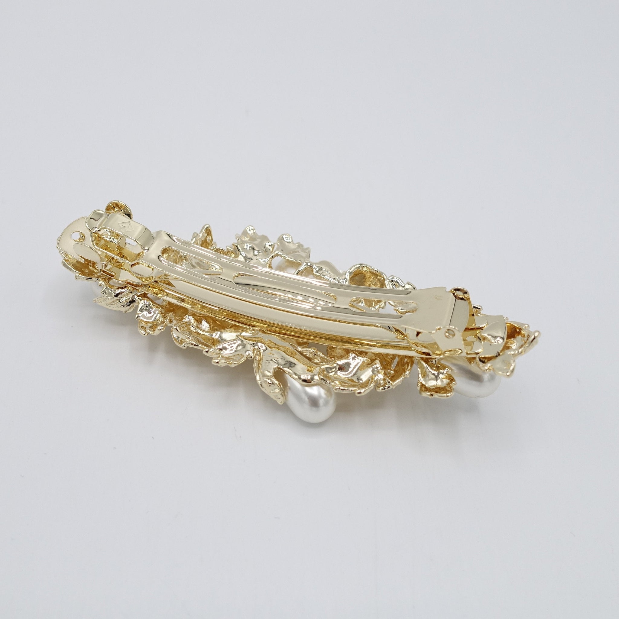 VeryShine metal flower hair barrette bridal pearl hair accessory
