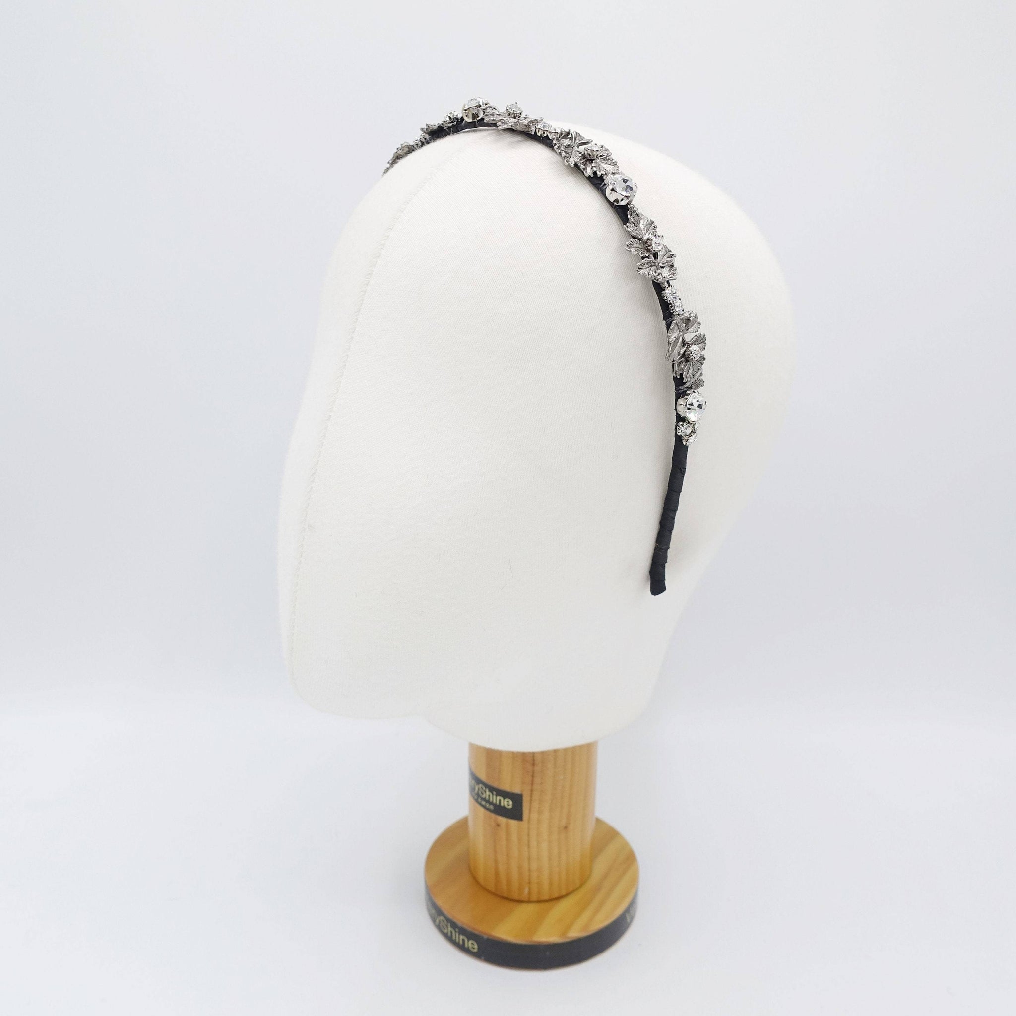 VeryShine metal leaf headband rhinestone embellished thin hairband for women