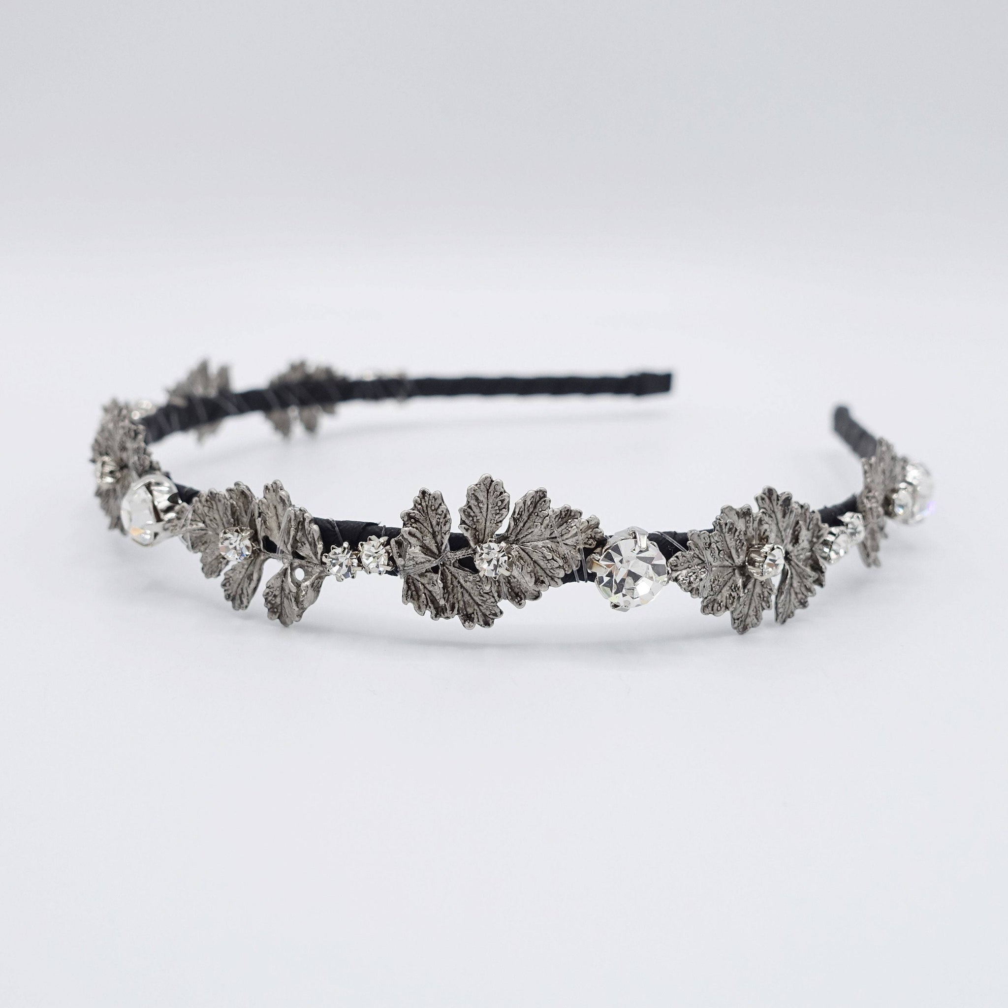 VeryShine metal leaf headband rhinestone embellished thin hairband for women