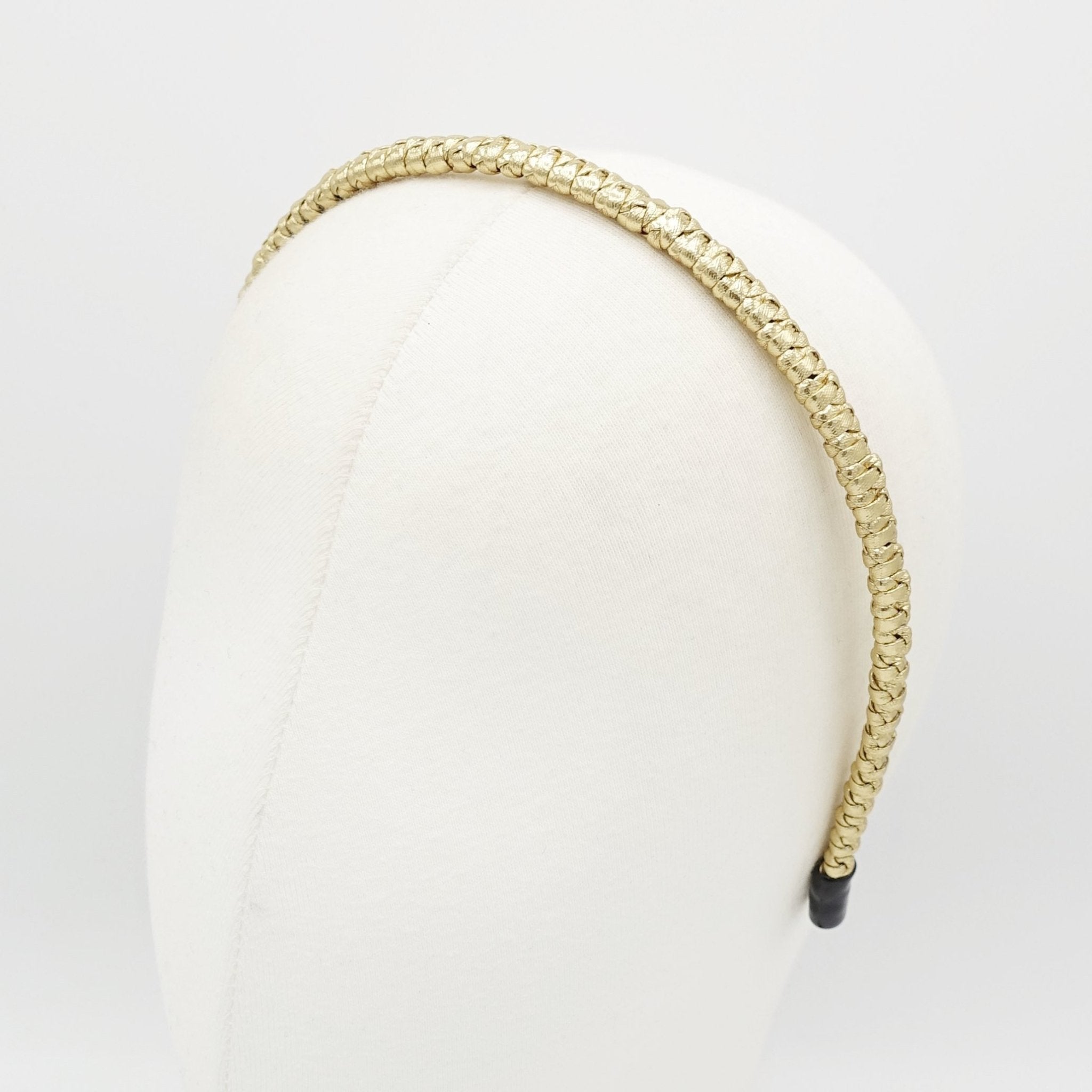 VeryShine metallic faux leather braided headband thin wrap hairband simple women hair accessory