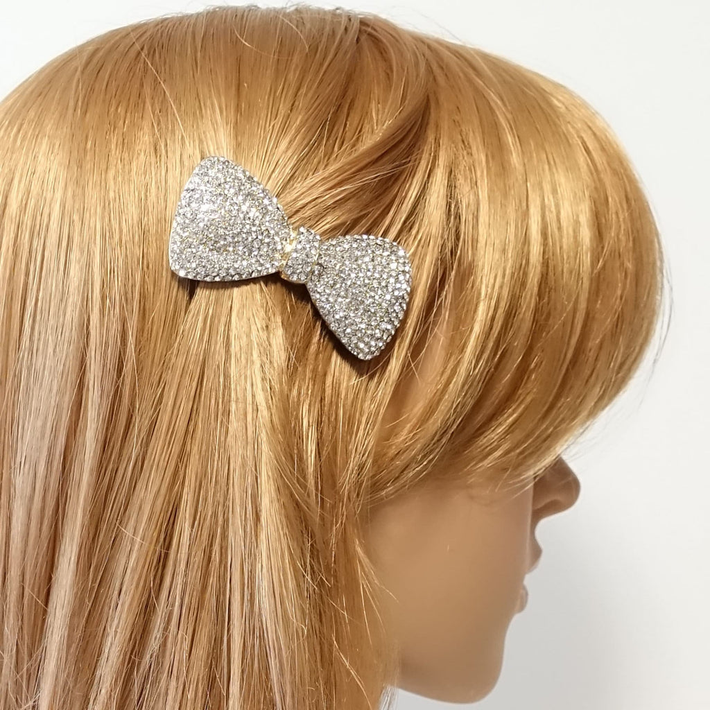 VeryShine mini hair bow octant rhinestone decorated french hair barrette crystal jewel decorated women hair accessory