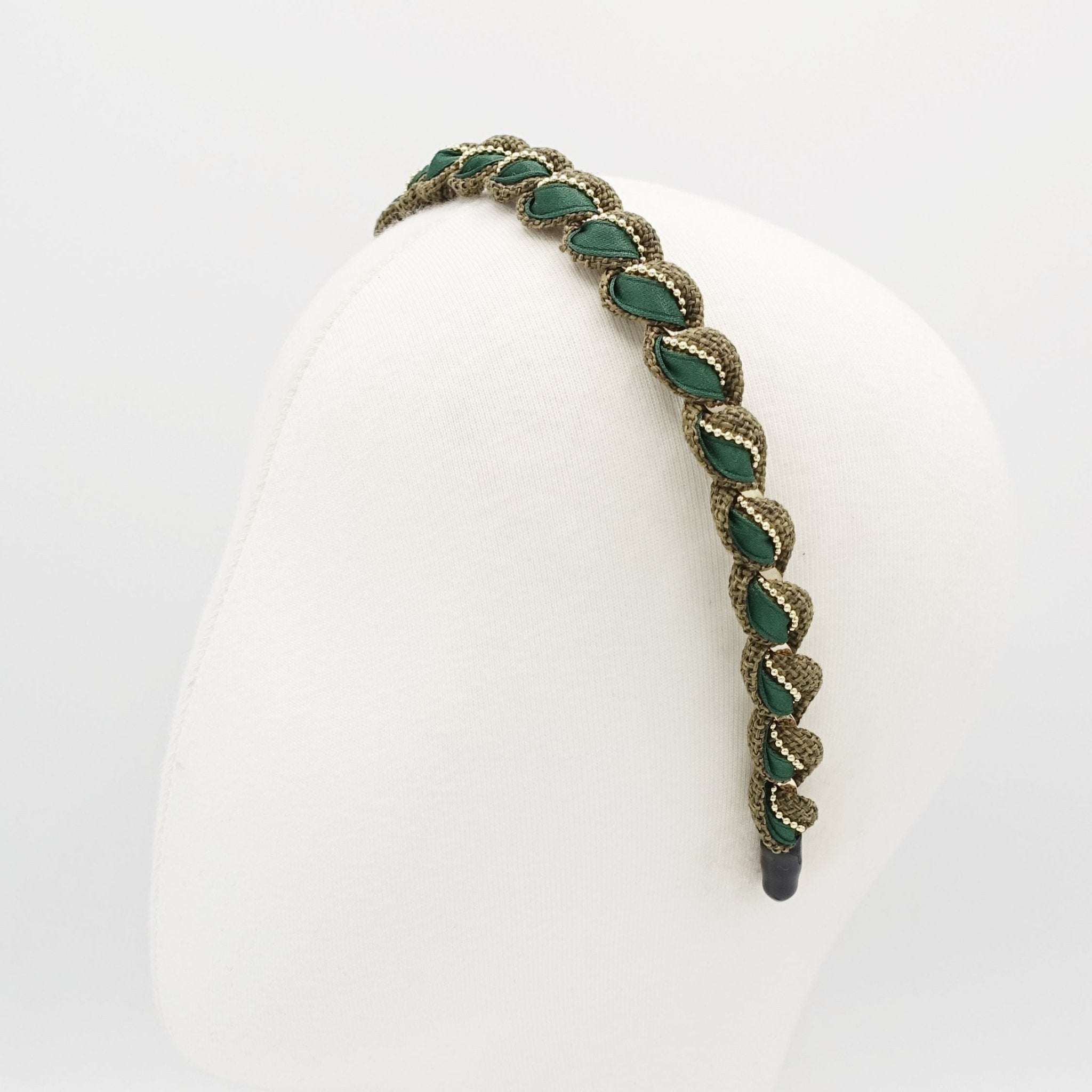 VeryShine multi fabric  spiral wrap headband golden chain embellished hairband women hair accessory