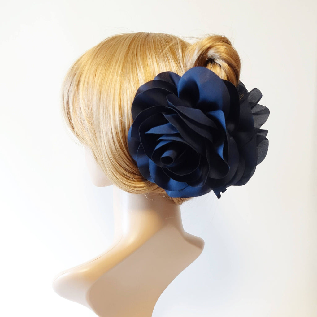 VeryShine Navy Handmade Very Big Flower Dahlia Motivated Chiffon Hair Claw Clip Women Accessory