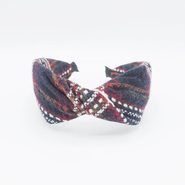 plaid tweed headband thick twist hairband Fall Winter hair accessory for women