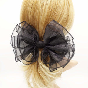 VeryShine organza layered hair bow sheer fabric voluminous hair accessory for women