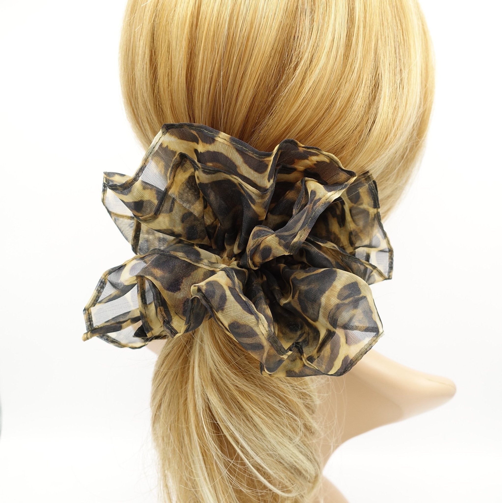 VeryShine organza leopard oversized scrunchies big large hair elastic accessory for woman