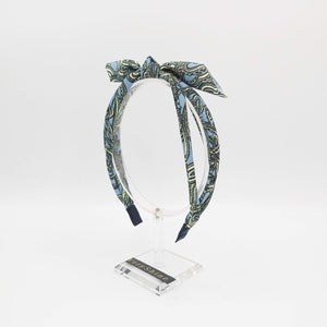 VeryShine paisley print bow knot triple fabric strand headband unique thin hairband women hair accessory