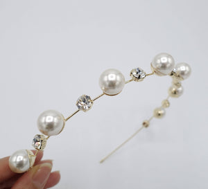 VeryShine Pearl accentuated metal thin headband rhinestone embellished headband
