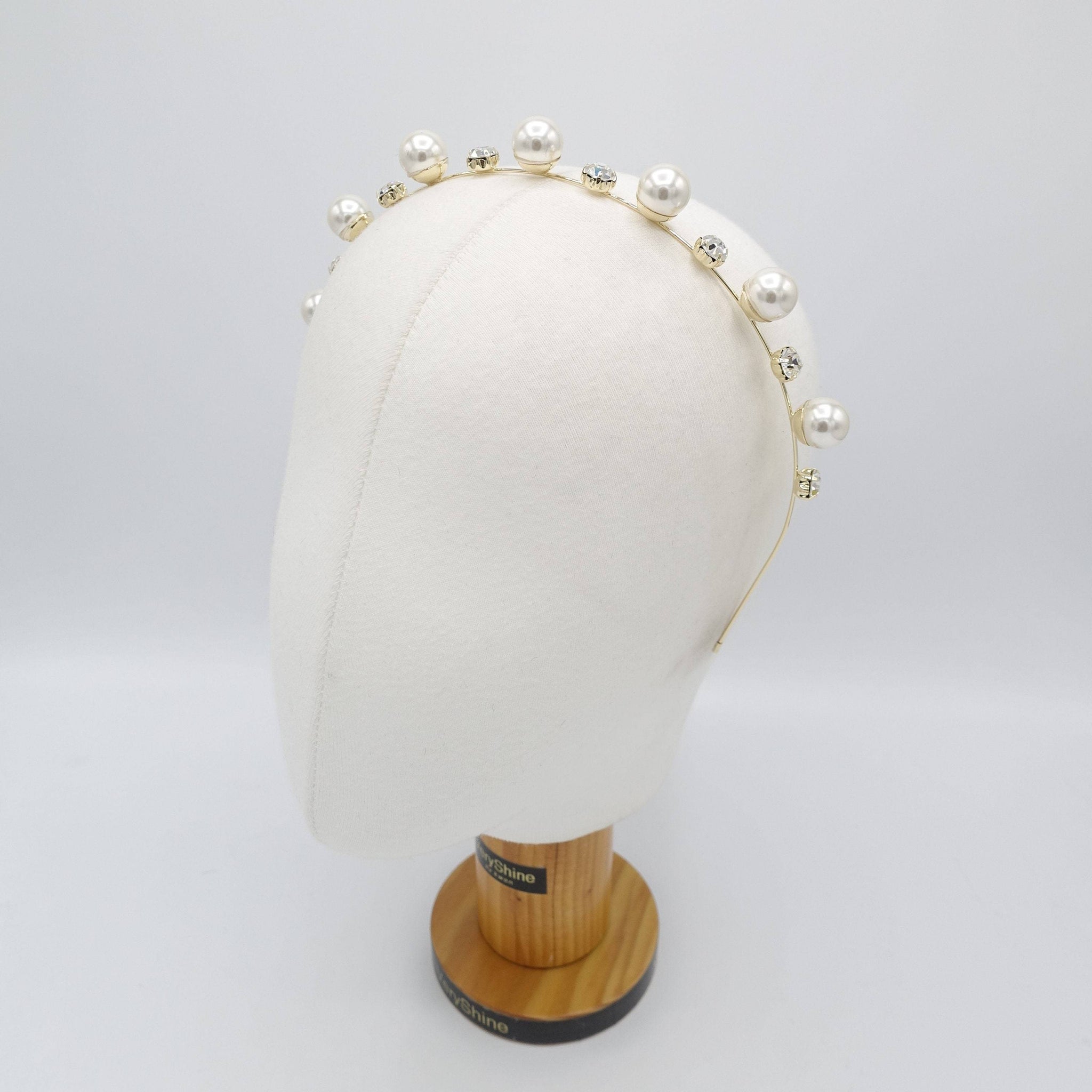 VeryShine Pearl accentuated metal thin headband rhinestone embellished headband