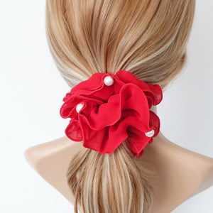 VeryShine pearl chiffon scrunchies women hair elastic scrunchie