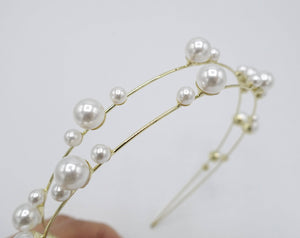 VeryShine pearl double strand headband thin metal headband for women