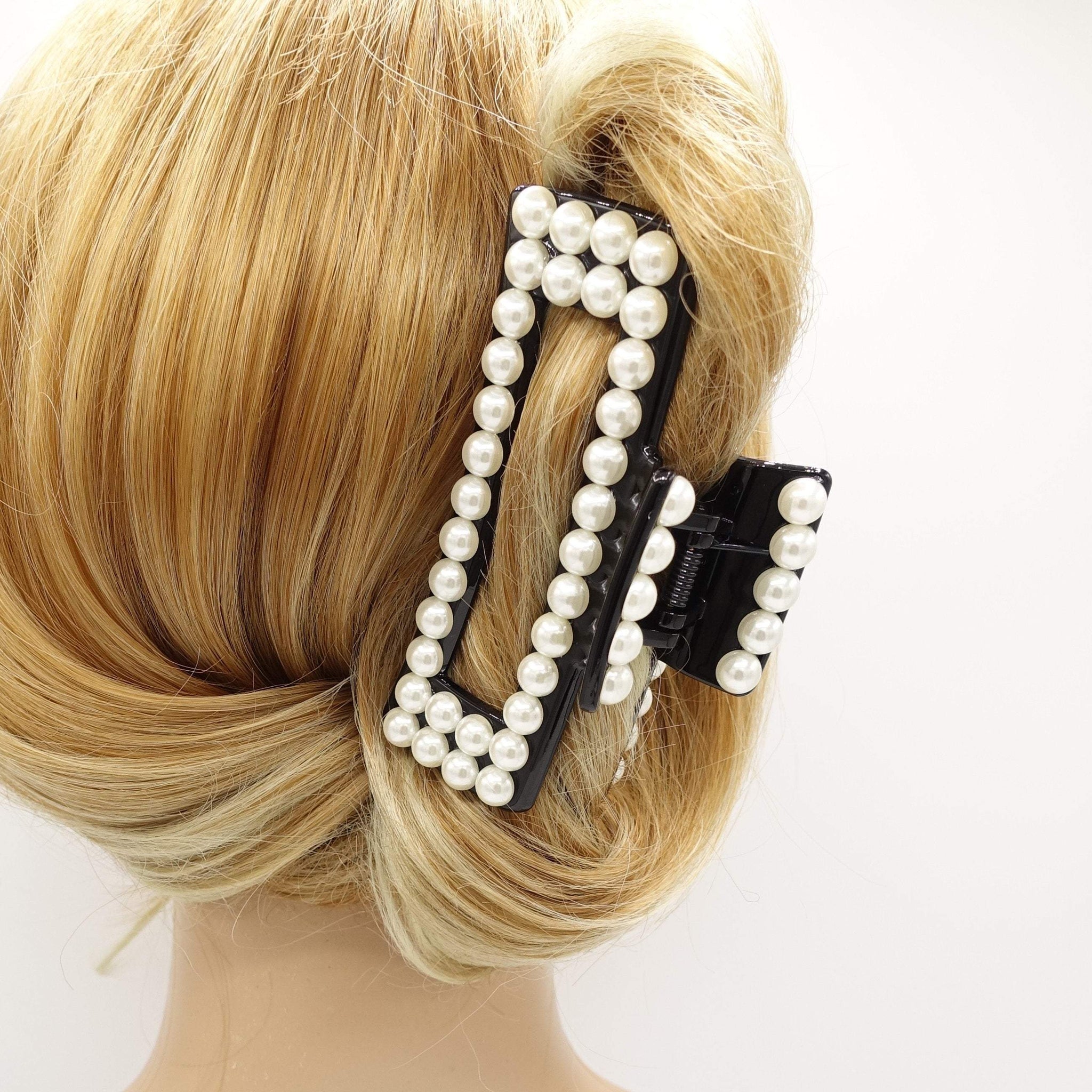 VeryShine pearl hair claw rectangle  hair clamp hair accessory for women