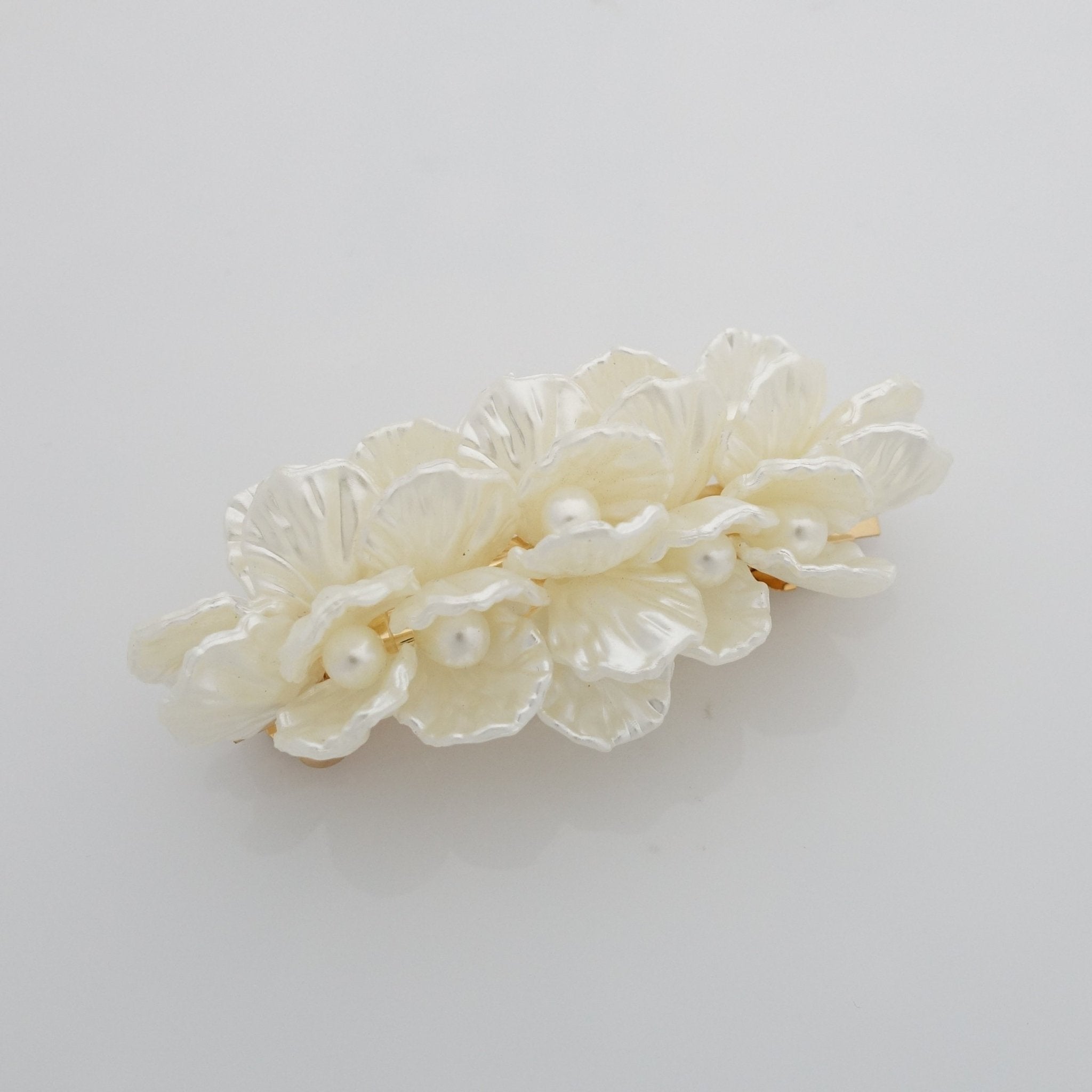 VeryShine Pearl in the shell acrylic embellished french hair barrette women hair clip accessory