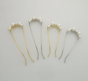 VeryShine Pearl only / Long-Silver pearl rhinestone hair fork special event dress hair pick style stick fork women hair accessories