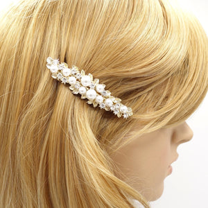 VeryShine pearl rhinestone embellished stem half french barrette women hair accessory