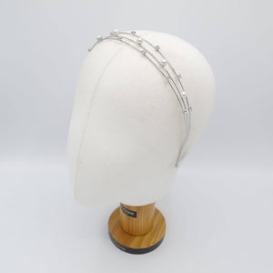 VeryShine pearl triple headband thin metal rhinestone hairband for women