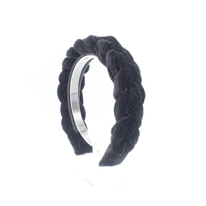 VeryShine pearl velvet braided headband silk velvet pearl sewn hairband luxury handmade plaited hair accessory