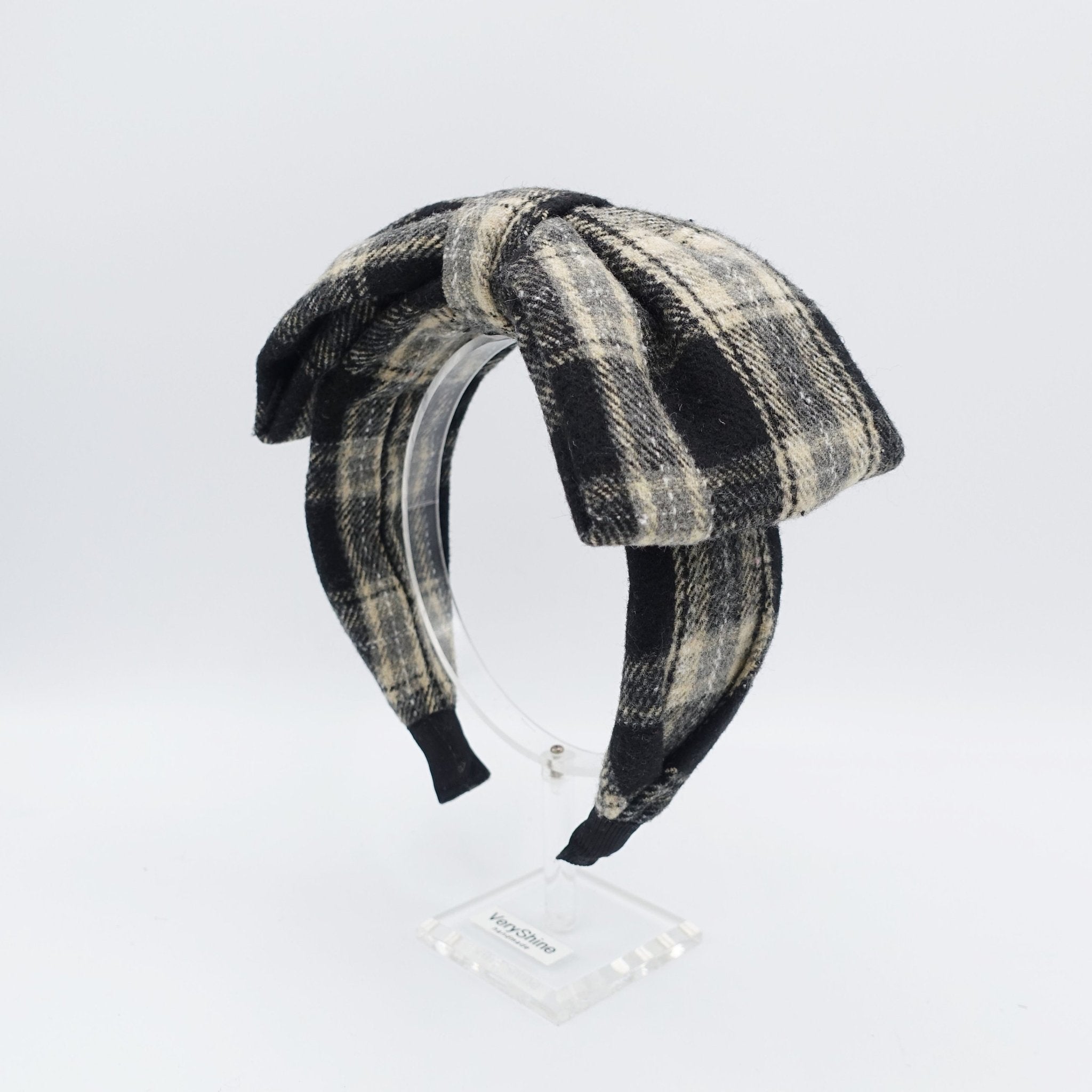 VeryShine plaid bow headband woolen check Fall Winter hairband cute hair accessory for women