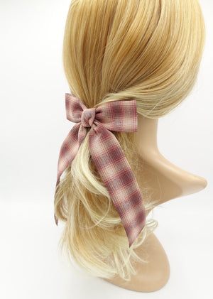 VeryShine plaid check hair bow gradated tail bow barrette for women