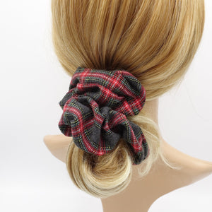 VeryShine plaid check scrunchies woolen hair elastic scrunchie for women