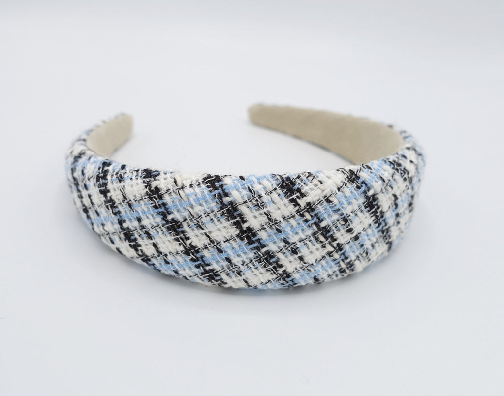 VeryShine plaid tweed headband padded hairband casual hair accessory for women