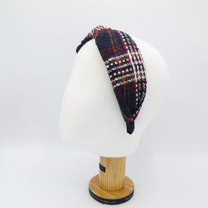 VeryShine plaid tweed headband thick twist hairband Fall Winter hair accessory for women