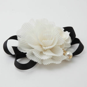 VeryShine Pleated flower black bow Knot decorated elastic ponytail Holder Women Hair Elastics