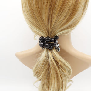 VeryShine Ponytail holders Black multi size sleek ball beaded hair elastic ponytail holder woman hair accessory