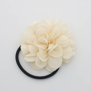 VeryShine Ponytail holders Cream Handmade Dahlia Flower Hair Elastics Ponytail Holder Flower Hair Accessories