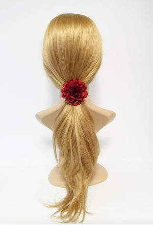 VeryShine Ponytail holders Red Handmade Dahlia Flower Hair Elastics Ponytail Holder Flower Hair Accessories