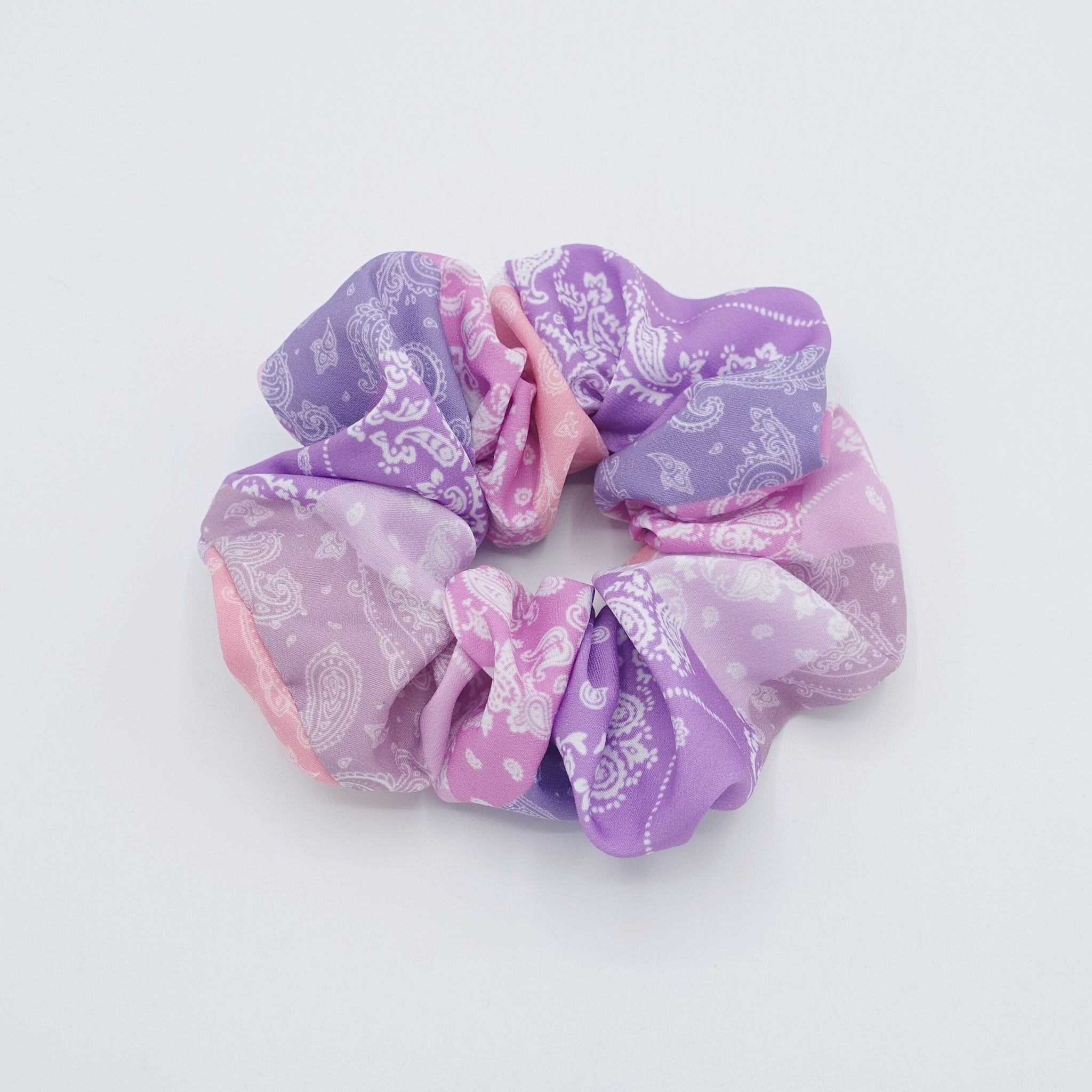 VeryShine Purple gradient color paisley print scrunchies hair elastic accessory for women