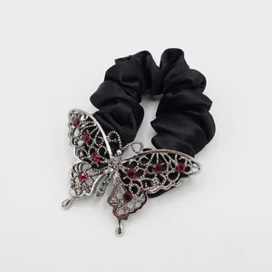 VeryShine rhinestone embellished butterfly satin scrunchies hair elastic for women