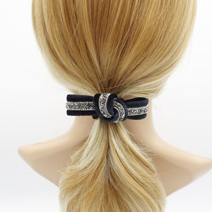 VeryShine rhinestone embellished  velvet bow knot hair elastic ponytail holder women hair tie
