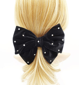 velvet rhinestone hair bow 