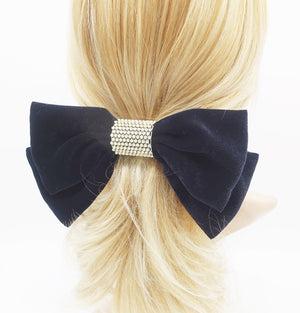 VeryShine rhinestone embellished velvet hair bow for women