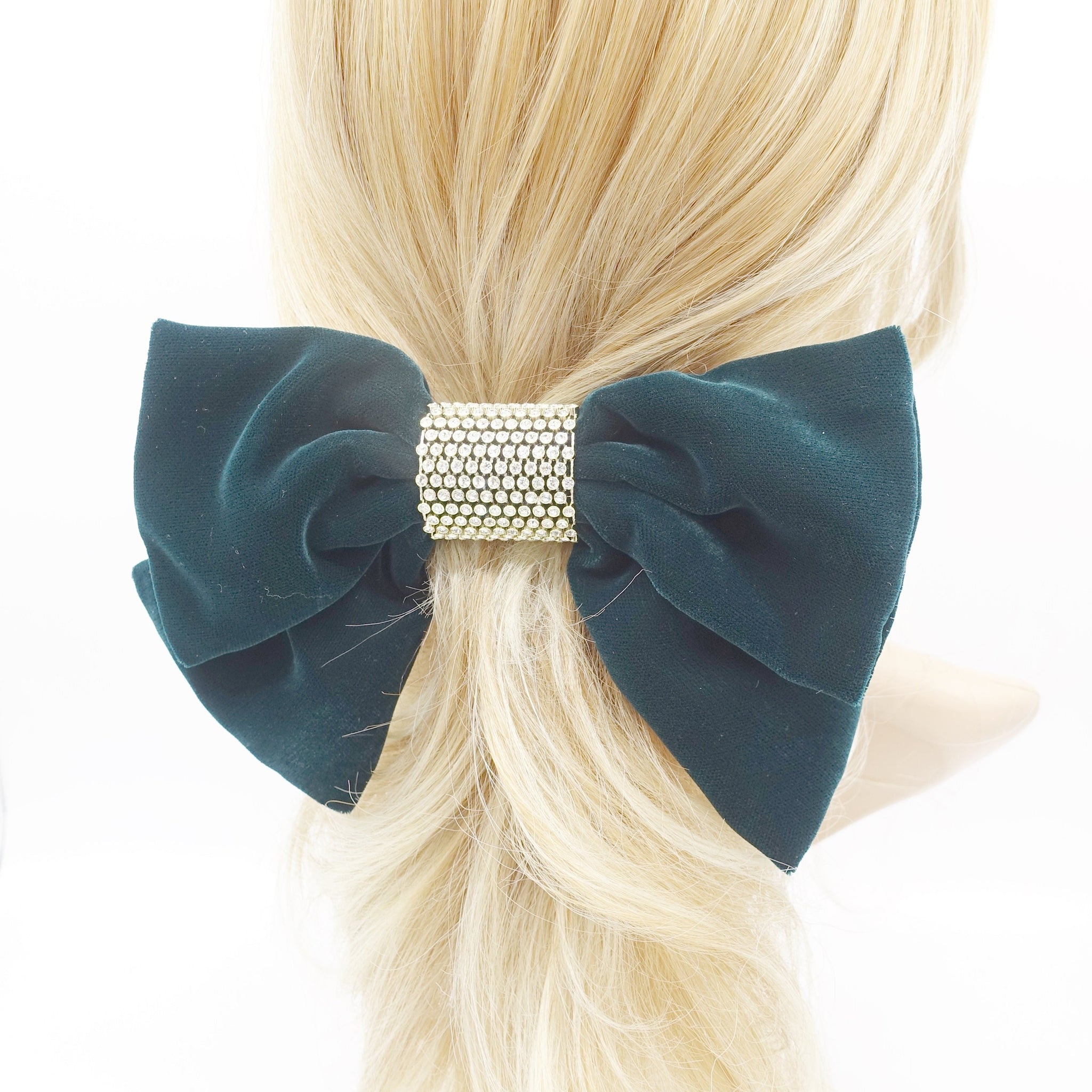 VeryShine rhinestone embellished velvet hair bow for women