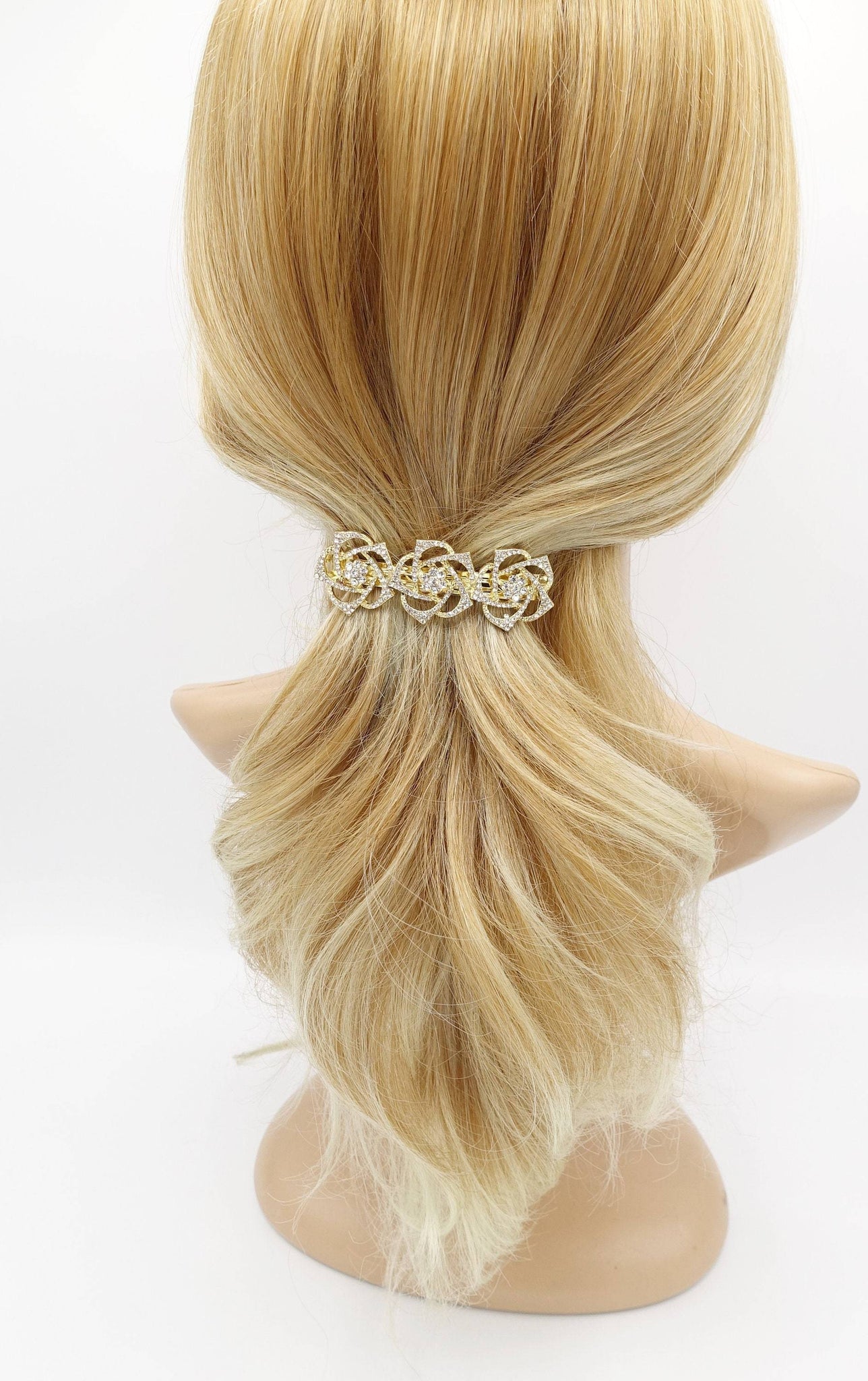 VeryShine rhinestone flower hair barrette camellia hair accessory for women