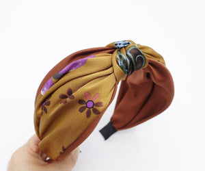 VeryShine satin floral headband top knot layered headband
