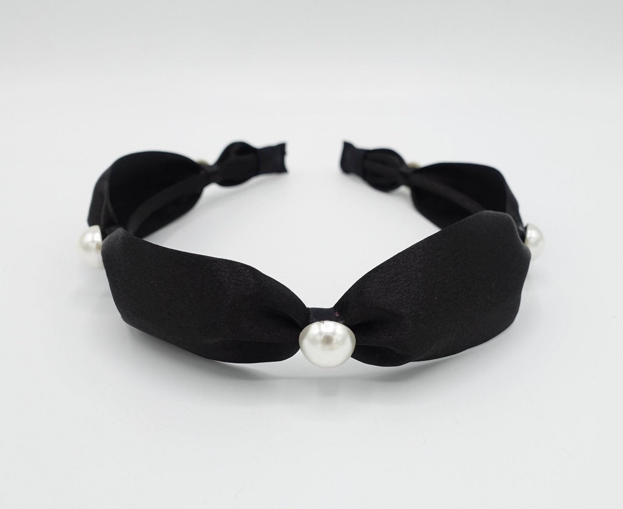 VeryShine satin pearl tie headband