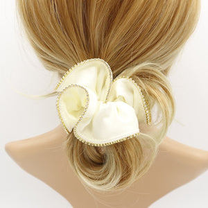 VeryShine satin scrunchies crystal rhinestone trim edge scrunchy women hair elastic accessory