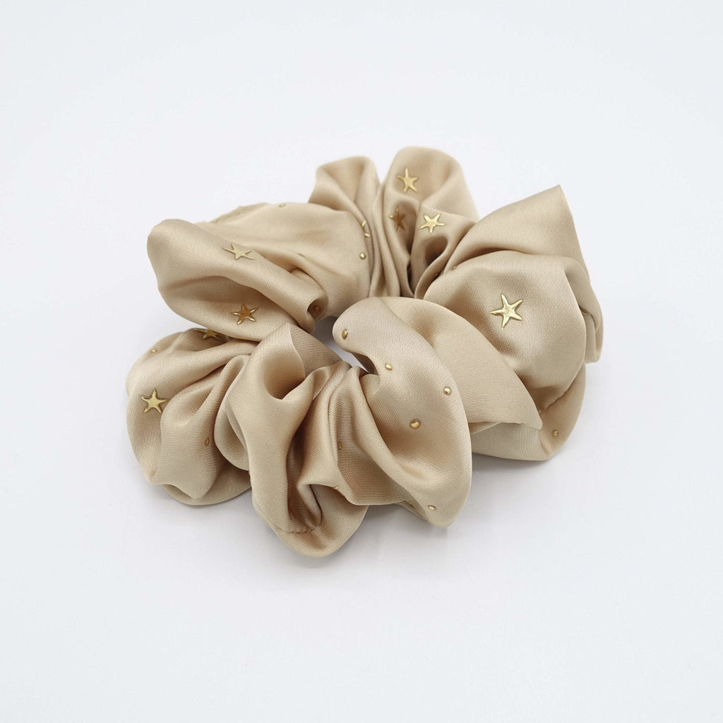 VeryShine satin scrunchies golden star dot embellished hair elastic women hair accessories
